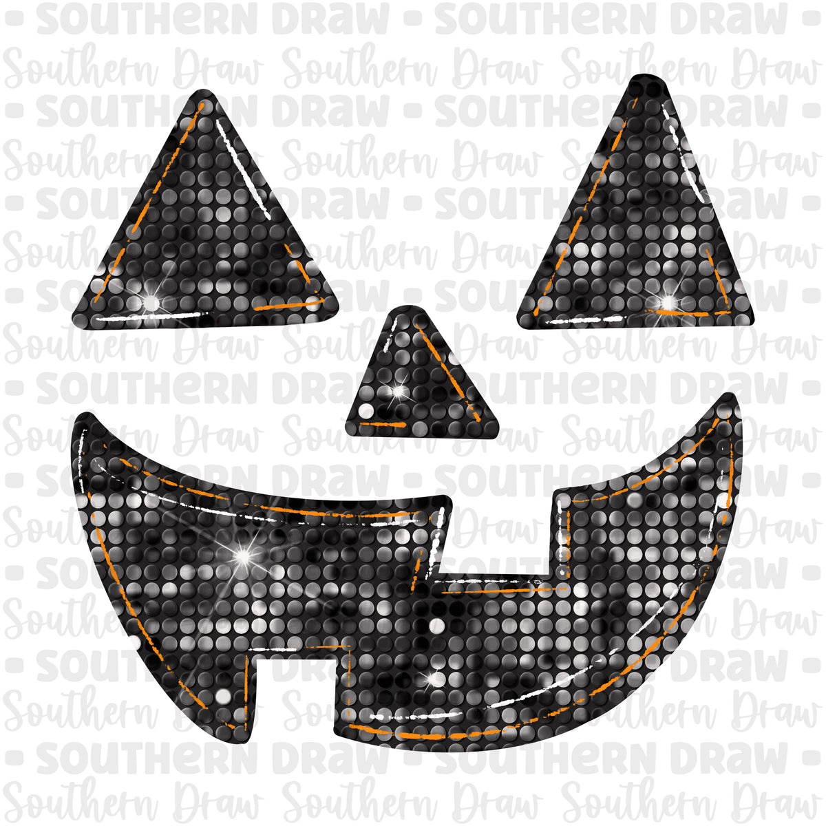 Sequin JackOLantern Face Southern Draw Digital Designs