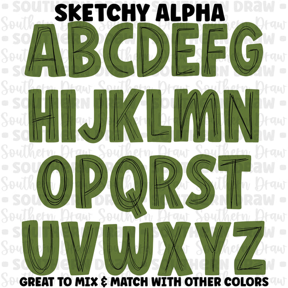 Sketchy Alpha- Hunter Green