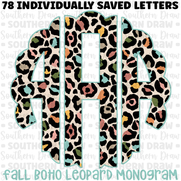 Fall Boho Leopard Monogram
