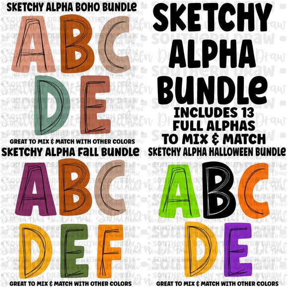 Sketchy Alpha Bundle- 13 Colors