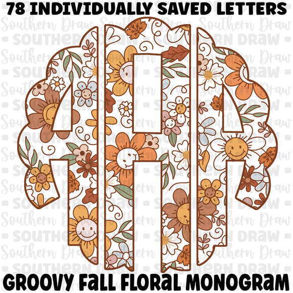 Groovy Fall Floral Monogram