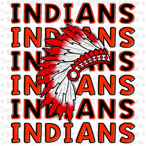 Indians Repeat- Red/Black