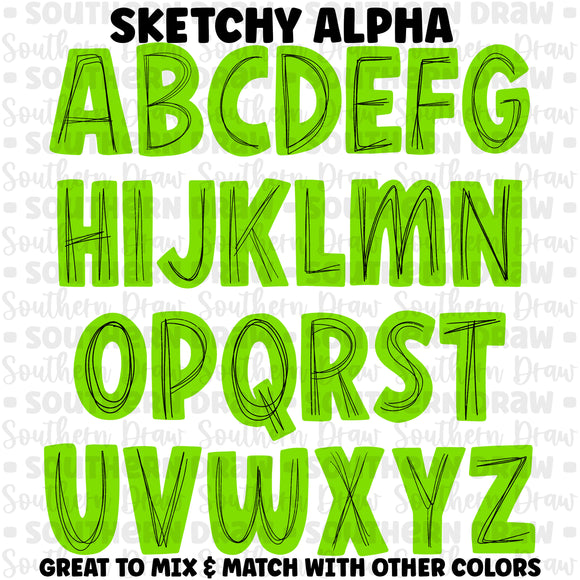 Sketchy Alpha- Lime Green