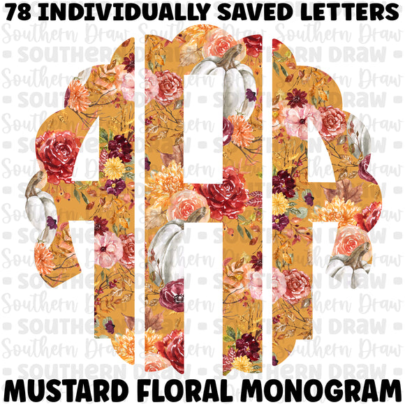 Mustard Floral Monogram