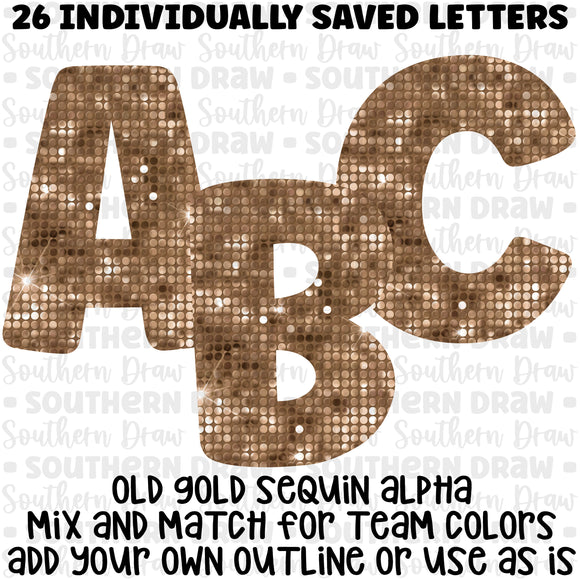 Sequin Alpha- Old Gold