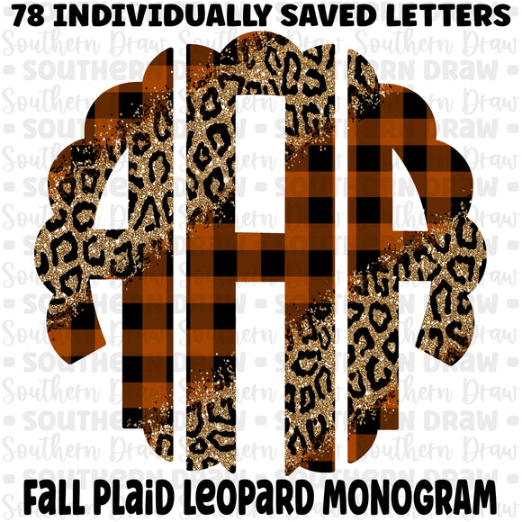 Fall Plaid Leopard Monogram