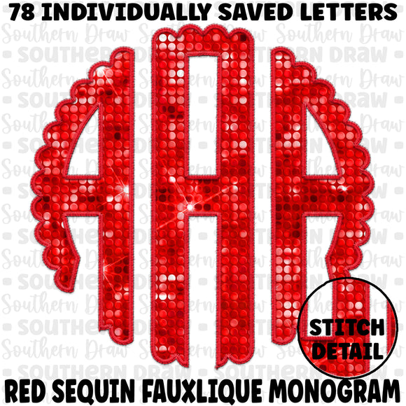 Red Sequin Fauxlique Monogram