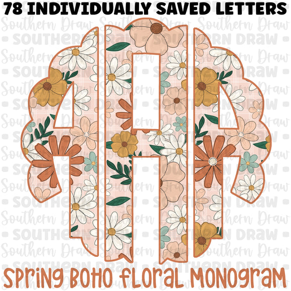 Spring Boho Floral Monogram