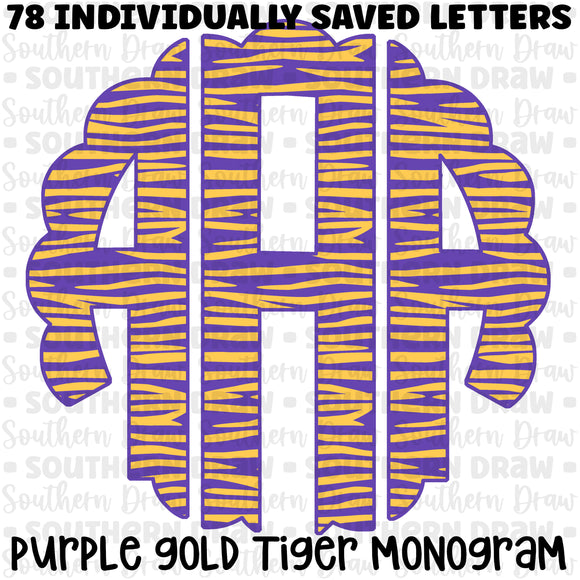 Purple Gold Tiger Monogram