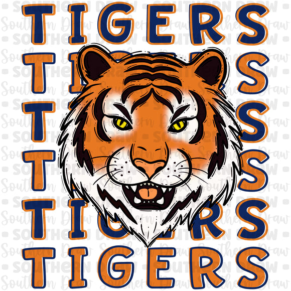 Tigers Repeat- Navy & Orange