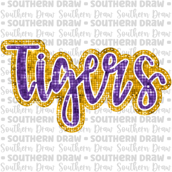 Sequin Tigers- Purple/ Yellow
