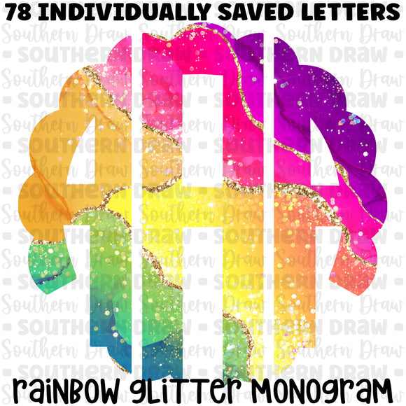 Rainbow Glitter Monogram