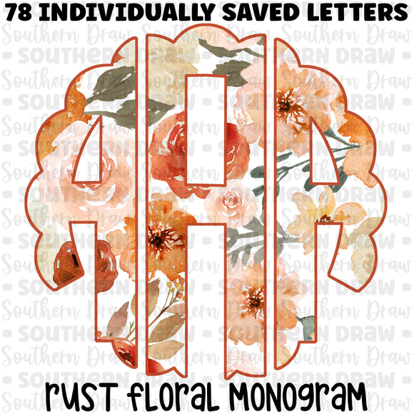 Rust Floral Monogram