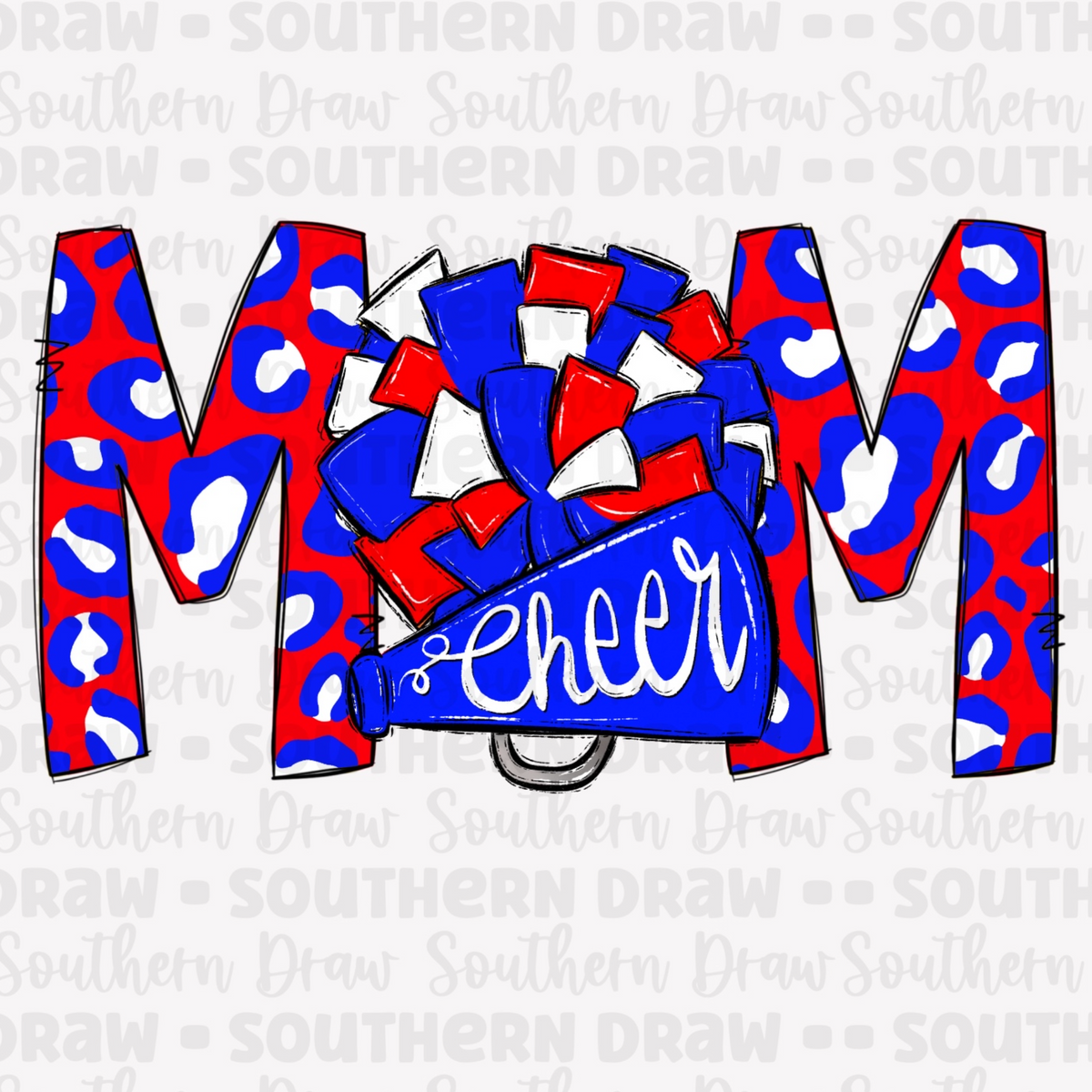 Cheer Mom - Royal / Red – Southern Draw Digital Designs