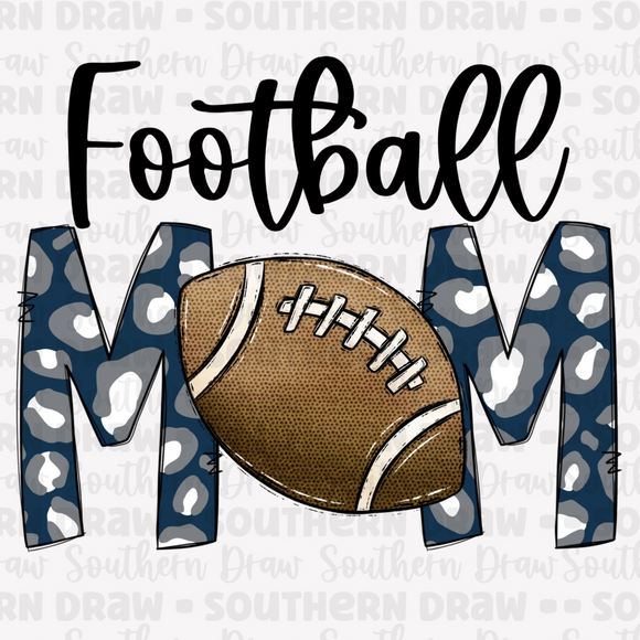 Football Mom- Navy Grey Leopard