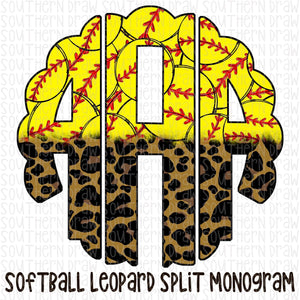 Softball Leopard Split Monogram