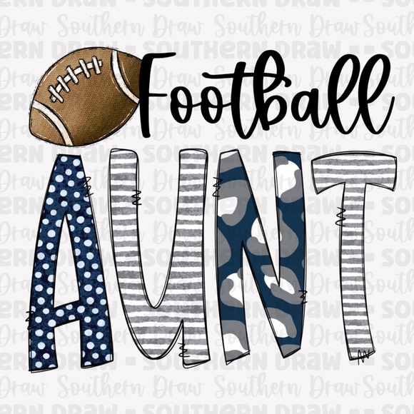 Football Aunt- Navy / White / Grey