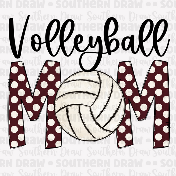Volleyball Mom Leopard - Maroon