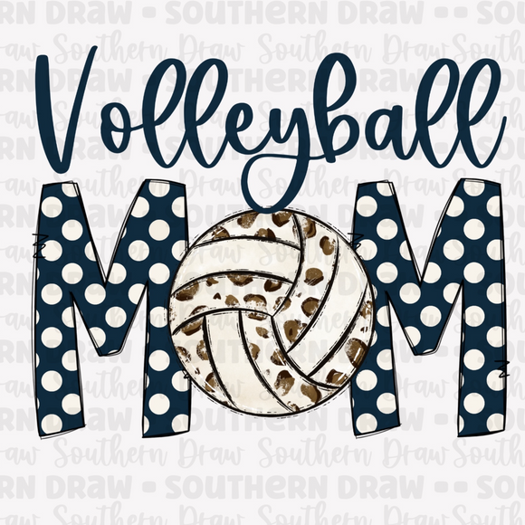 Volleyball Mom Leopard - Navy