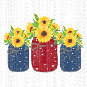 Patriotic Sunflower Mason Jars