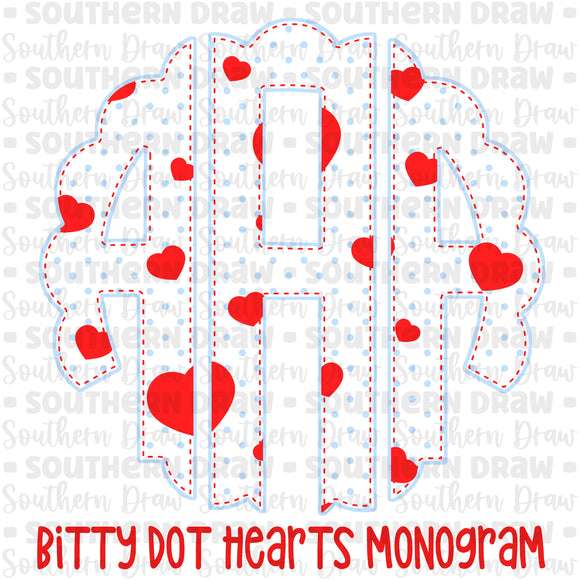 Girl's Bitty Dot Hearts Monogram