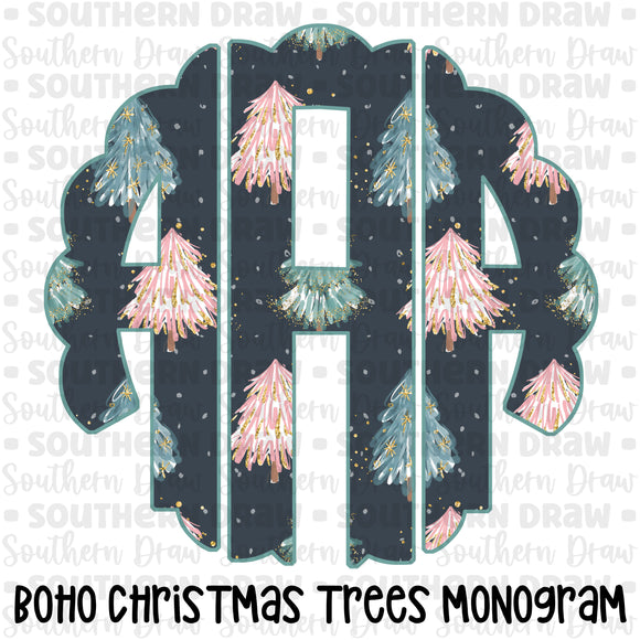 Boho Christmas Trees Monogram