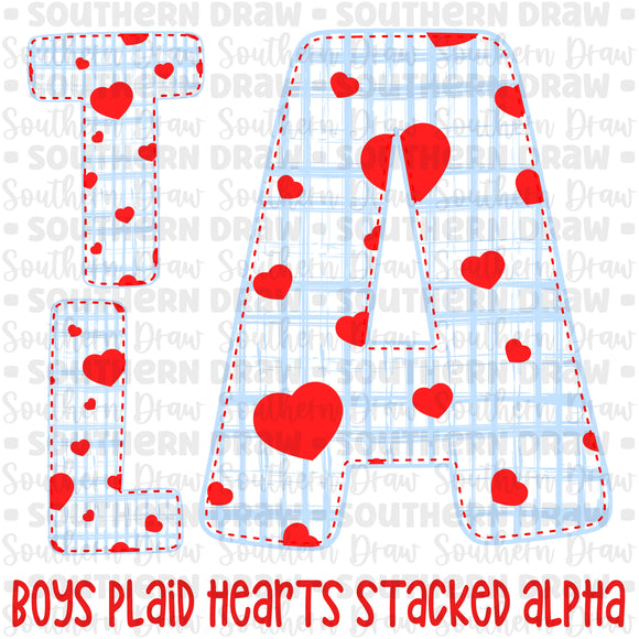 Boy's Plaid Hearts Stacked Alpha