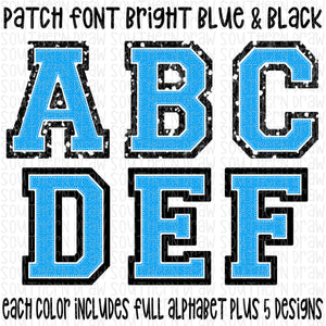 Patch Font Bright Blue Black Bundle