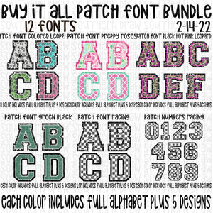 12 Patch Fonts BUY IT ALL Bundle 2-14-22