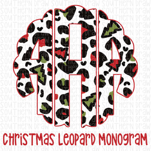Christmas Tree Leopard Monogram