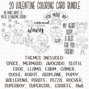 20 Valentine Color Card Bundle