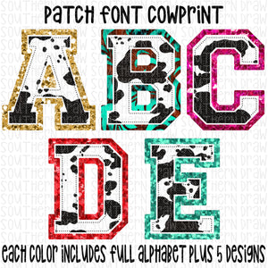 Patch Font Cowprint Glitter Bundle