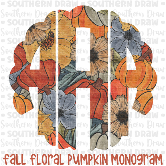 Fall Floral Pumpkins Monogram