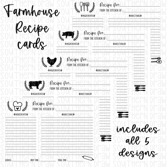 Farmhouse Recipe Card Bundle