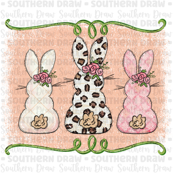 Girl's Floral Bunny Trio