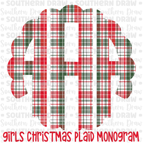 Girl's Christmas Plaid Monogram