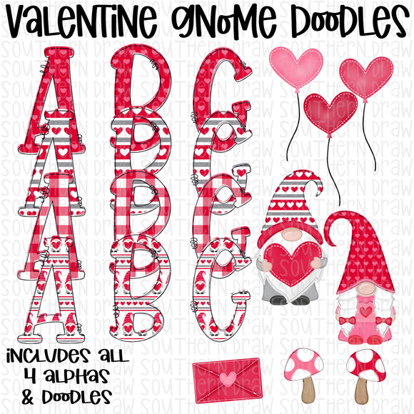 Valentine Gnome Doodles Alpha