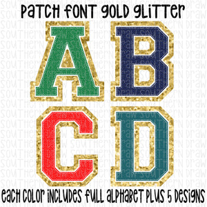 Patch Font Gold Glitter Bundle