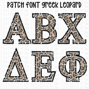 Patch Font Greek Leopard Black Glitter