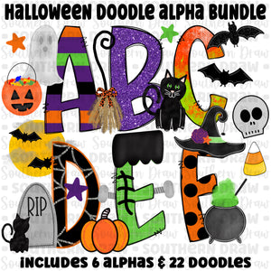Halloween Doodle Alpha Bundle