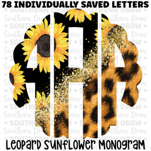 Leopard Sunflower Monogram