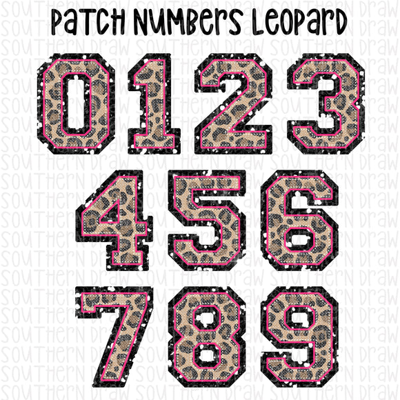 Patch Numbers Leopard Hot Pink Black Glitter