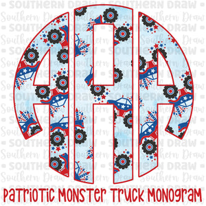 Patriotic Monster Truck Monogram