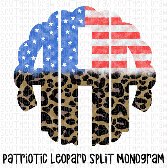 Patriotic Leopard Split Monogram