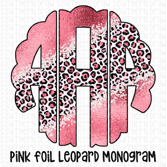 Pink Foil Leopard Monogram