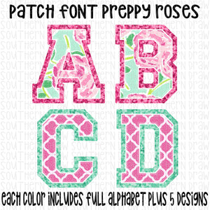 Patch Font Preppy Roses Bundle