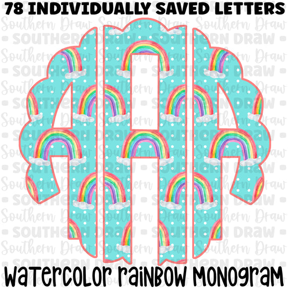 Watercolor Rainbow Monogram