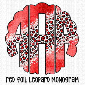 Red Foil Leopard Monogram