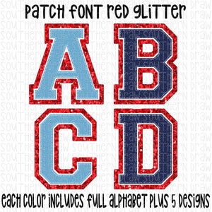 Patch Font Red Glitter Bundle