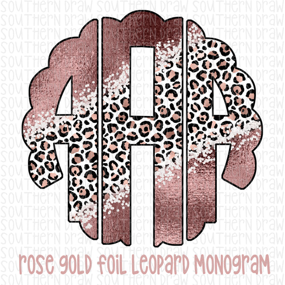 Rose Gold Foil Leopard Monogram